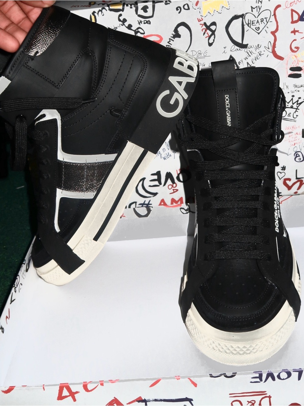Dolce & Gabbana Black and White High-Top Sneakers